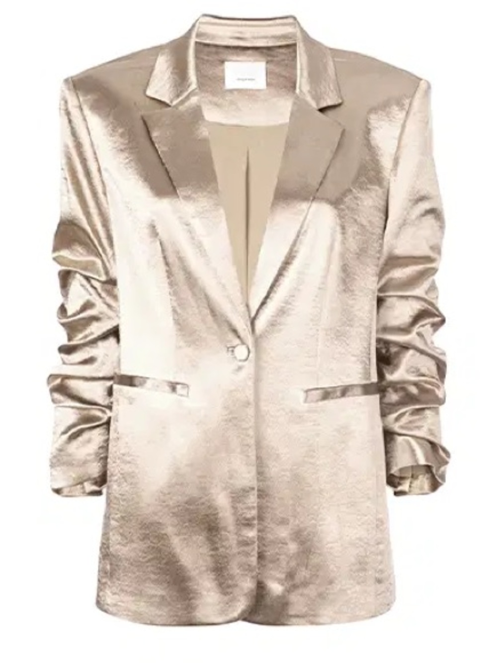 Cinq a Sept Kylie Pewter Satin Ruched Sleeve Blazer 4